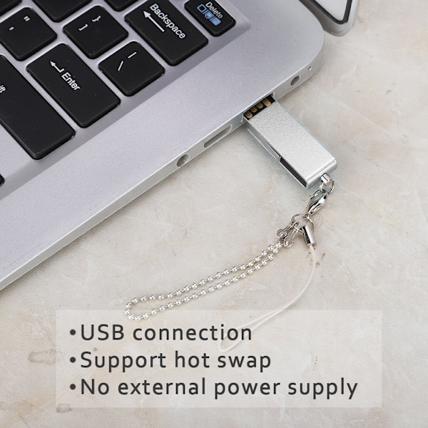 16G Mini Zinklegering Bärbar USB-disk med Kedja för Windows Vista/7/10/Mac Silver