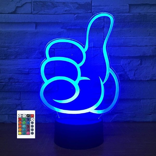 3D Upeat Gestures -kaukosäädin 16 Värillinen Yövalo Illuusio Akryyli LED Pöytä Yöpöydän Lamppu Lasten Makuuhuoneen Työpöydän Koriste Syntymäpäivälahja Leikki