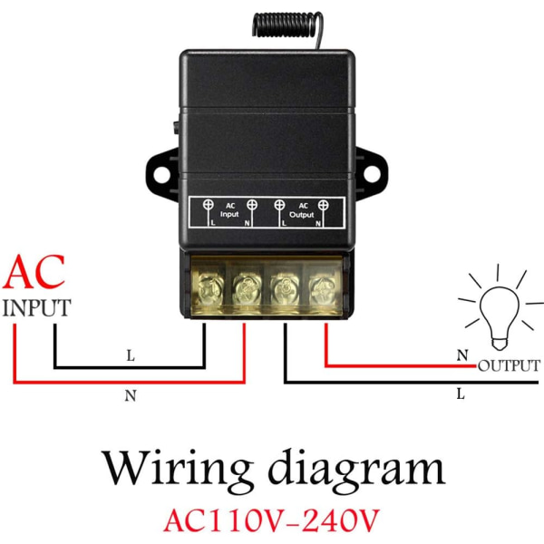 Langaton releohjattu kytkin, 328FT 220V / 230V / 240V / 40A rele, langaton RF-kytkin kodinkoneille, pumpuille, kattovaloille ja laitteille (