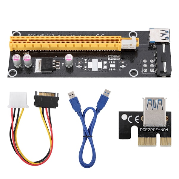 60cm PCI-E 1X til 16X  Extender Riser Card Adapter PCI-E USB3.0 Adapter for Bitcoin Mining