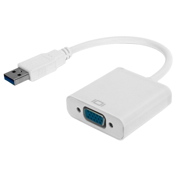 USB3.0 til VGA-konverter 5 Gbps HD 1080P-adapterkabel 15-bens hun-ekstern videokort Hvid