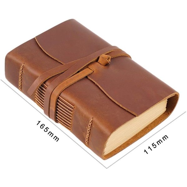 Handgjord Retro Läder Anteckningsbok Dagbok Journal Tomt Papper Ritbok Album Tjock Läder Journal Bok 400 Sidor Tomt Papper Skissbok