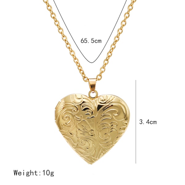 Halsband med medaljong, graverat hjärtformat medaljonghänge med plats för bilder, personligt fotomedaljong, minnesmedaljong för kvinnor och flickor