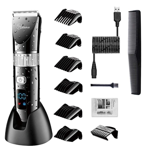 Sladdlös hårklippare Pro hårklippare skäggtrimmer för män frisyrset sladdlös USB uppladdningsbar vattentät Black, Silver