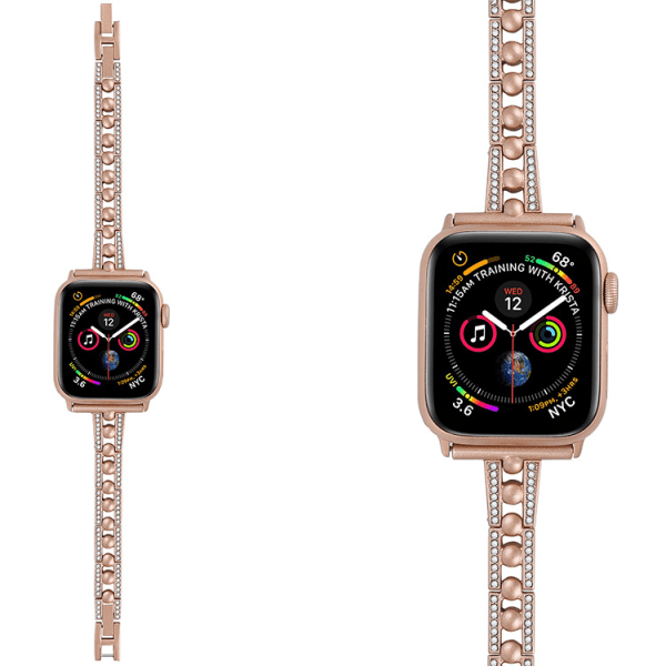 Ruostumattomasta teräksestä valmistetut rannekkeet Apple Watch 42/44/45 mm:lle, timantti-timanttirannekoru metalliranneke iWatch Series 8/7/6/5/4/3/2/1/SE:lle