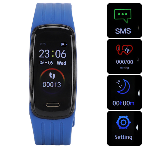 Bærbar vandtæt smart armbånd med Bluetooth-funktion lang standby-tid blå