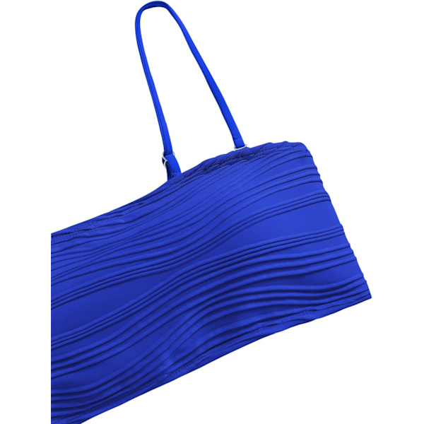 WJSM 2-delat bandeau-baddräkt Ribbad spetsad axelbandslös bandeau-bikiniset Högt skurna badkläder 5-top Only-2royal Blue S