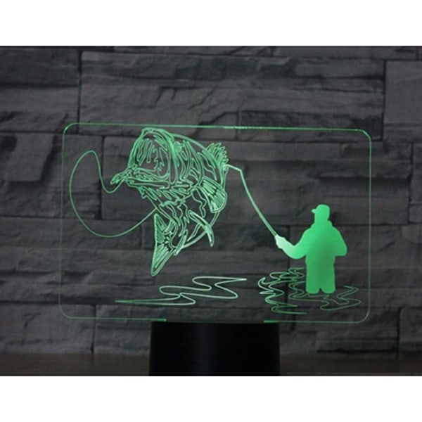 3D Go Fishing Fjärrkontroll 16 Färger Nattlampor Illusion Akryl LED Bord Sänglampa Barn Sovrum Skrivbordsdekoration Födelsedagspresenter Leksak för Barn