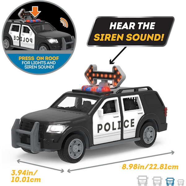 Driven by Battat – Poliisiautolelu SUV mittakaavassa 1:24 – Leikkiauto valoilla ja äänillä – Pelastusautolelu pojille, tytöille ja yli 3-vuotiaille lapsille