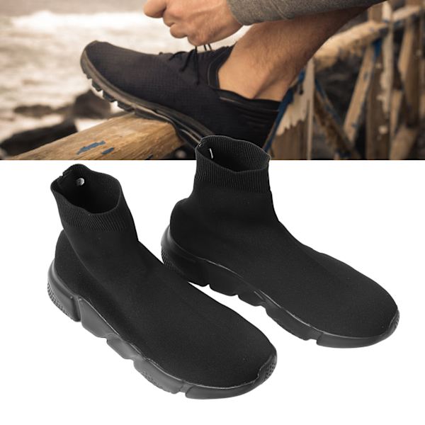Herre High Top Sneakers Casual Åndbar Fashionable Multifunktionelle Sko til Udendørs Vandring Klatring Sort EU Størrelse 42