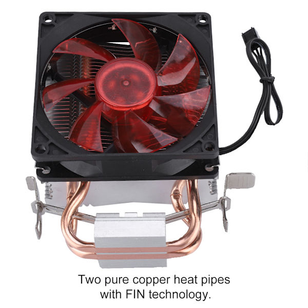 Punainen Cold Storm CT-2U 3Pin 2100 RPM Kaksi kuparista lämpöputkea CPU-jäähdytin 4P Lämpötilan säätö