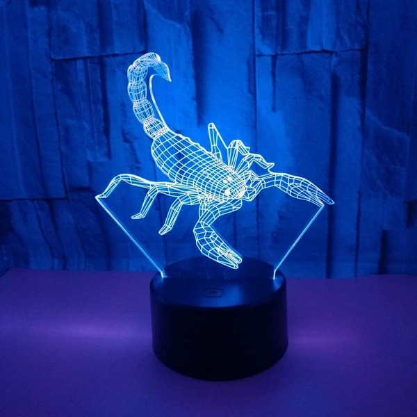 LED Dyr Scorpione Form 3D Nattelys, Barnelys 16-Farge Dimbar med Fjernkontroll Smart Berøring, Jule- og Bursdagsgaver for Gutter og Jenter