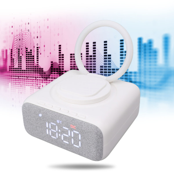 Bluetooth-høyttaler vekkerklokke USB Bluetooth-høyttaler med digital vekkerklokke trådløs lader FM-klokke radio nattbordslampe