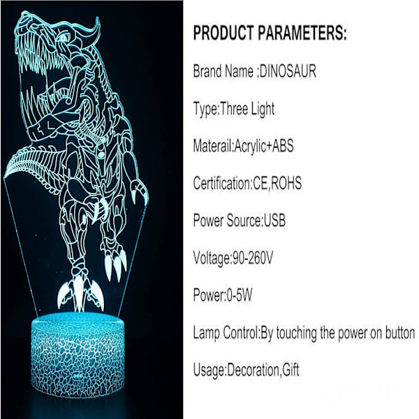 Dragon Gifts Barnlampa för barn, färger med fjärrkontroll 3D optisk illusion barnlampa som en perfekt present till pojkar och flickor GOT (Färg: Blå)