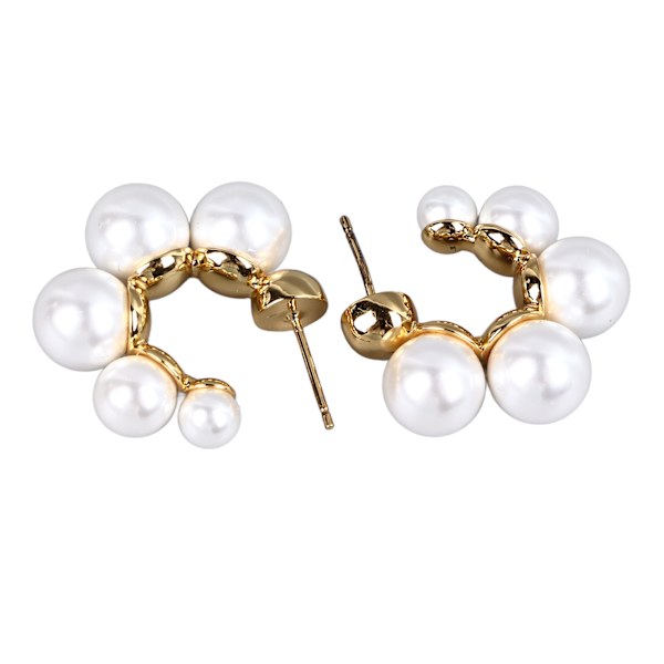 Imitation Pearl Hoop Earrings Guldbelagt Imitation Pearl Circle Earrings Stilfulde Elegante Dame Øreringe til Daglig Fest Rejse