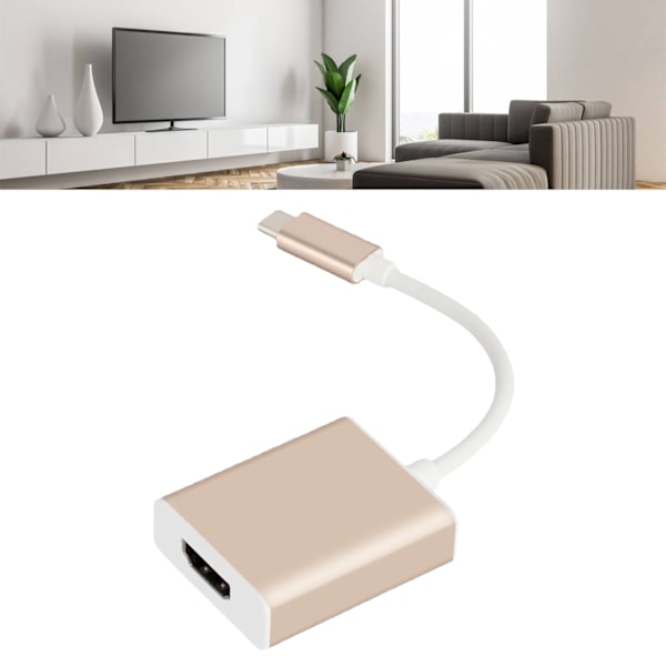 Typ C till HD Multimedia Interface-adapter Stöd 4K 10GBit Båda sidor Insatt Plug and Play USB C till HD-adapter Guld
