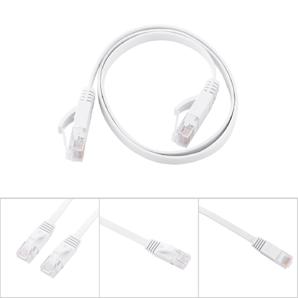 RJ45 CAT6 Ethernet Nätverk Platt LAN-kabel UTP Patch Router-kablar 1000M Vit 0,5 meter