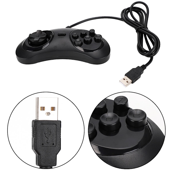 Meget følsom USB-kablet spilhåndtag Vandtæt Gamepad til Sega Game Console Controller