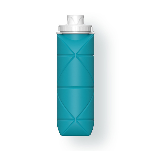 Hopfällbar Vattenflaska i Silikon för Cykling och Resor, Cyan, 600 ml