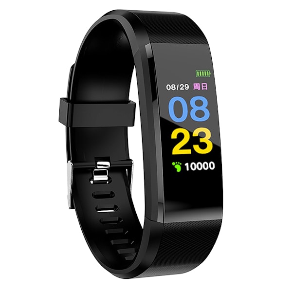 115 Plus Farveskærm Smartwatch Armbånd Armbånd Puls Fitness Tracker (Sort)