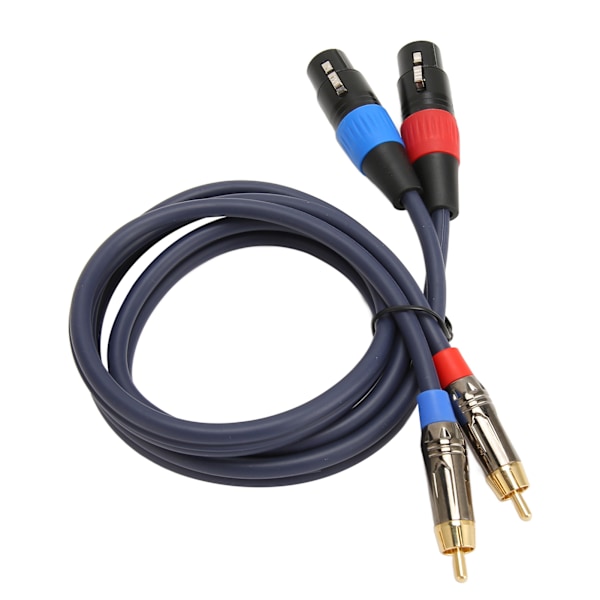 Dobbel XLR til RCA-kabel Profesjonell 24K Gullbelagt Kontakt 2 XLR Hunn til 2 RCA Hann HiFi Lydkabel 2m / 6.6ft