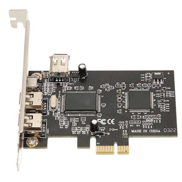 PCIE X1 til IEEE 1394A Riser-kortadapter Fuldt Duplex-kanal 3 eksterne 1394A-porte Firewire Riser-kort til DV-videokameraer