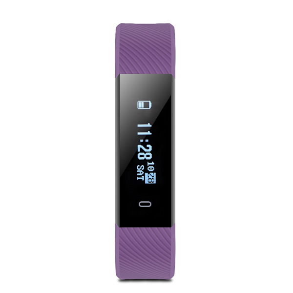 Bluetooth Smart Armband Armband Klocka Stegräknare Sport Fitness Tracker Lila