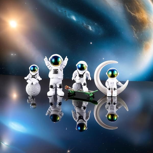 Gradient Astronaut Statuer Sett med 4, Romfigur Romtemafest Barnerom Hjemmekontor Dekor