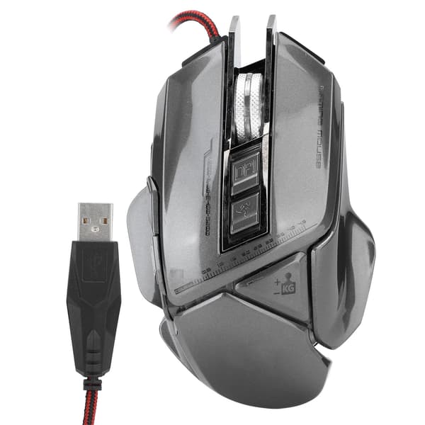 Gaming Mus Kabel USB Optisk Mekanisk 7D Programmerbar 4 Farve Lys Computer Mus Sølvgrå