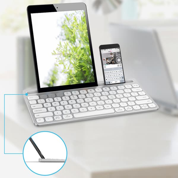 Ik8500 Multifunktionel bærbar Bluetooth-tastatur til computer, telefon og tablet (sølv)