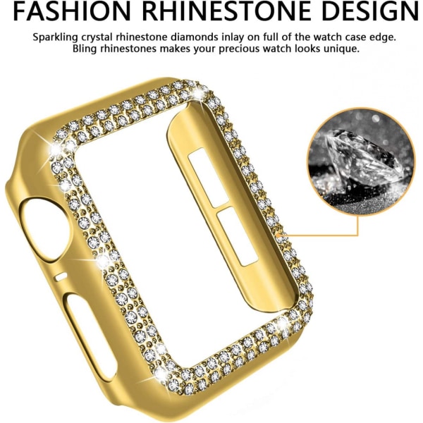 Til Apple Watch Case 44mm Series 6/5/4 SE Bling Rhinestone Apple Watch Case Bumper Frame Screen Protector Case til iWatch Series 44mm Gold