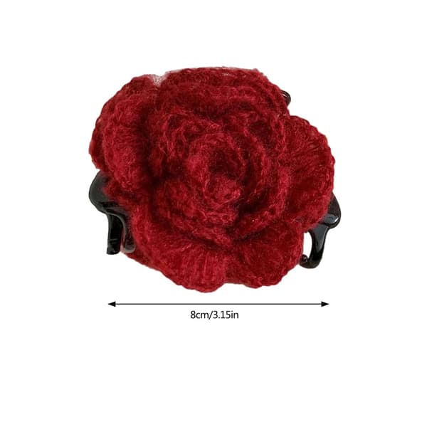 Multifunktionel Ros Blomst Hårsnor Mohair Blomst Hårclips Brosche Nål til Trøje