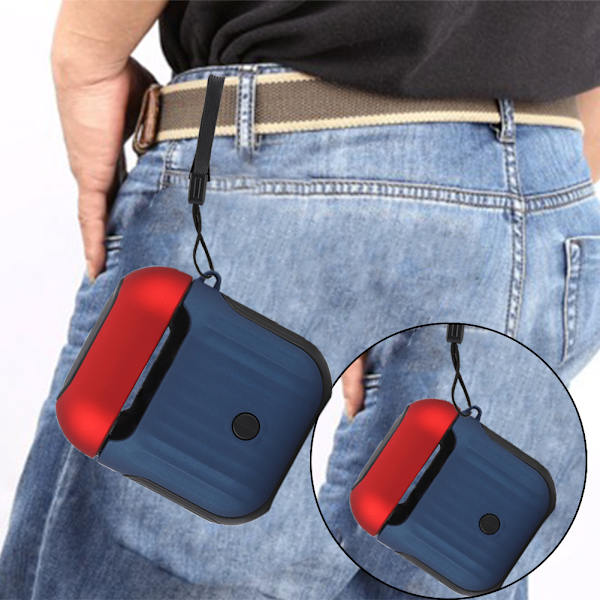 Bluetooth-headset laddningsbox skyddande fodral hörlurar skydd för AirPods (blå + röd)