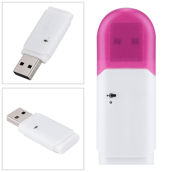 Mini Bluetooth 5.0 USB trådlös adapter ljudstereo mottagare med mikrofon (rosa)