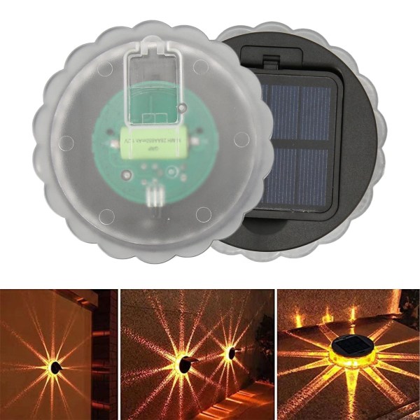 LED-aurinkoseinävalaisin 8 tilaa Lämmin valkoinen valo IP55 Vedenpitävä Terälehden muotoinen Aurinkopuutarhan koristelamppu ulkokäyttöön