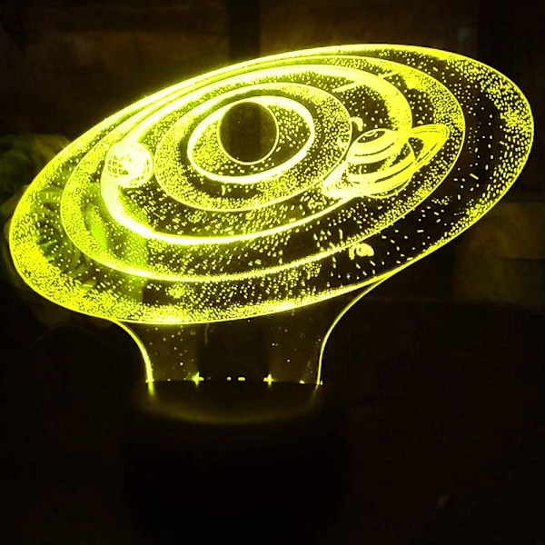 3D Solsystem nattlys bordlampe optisk illusjon lamper 7 fargeendrende lys LED bordlampe jul hjem kjærlighet bursdag barn dekor leketøy gave