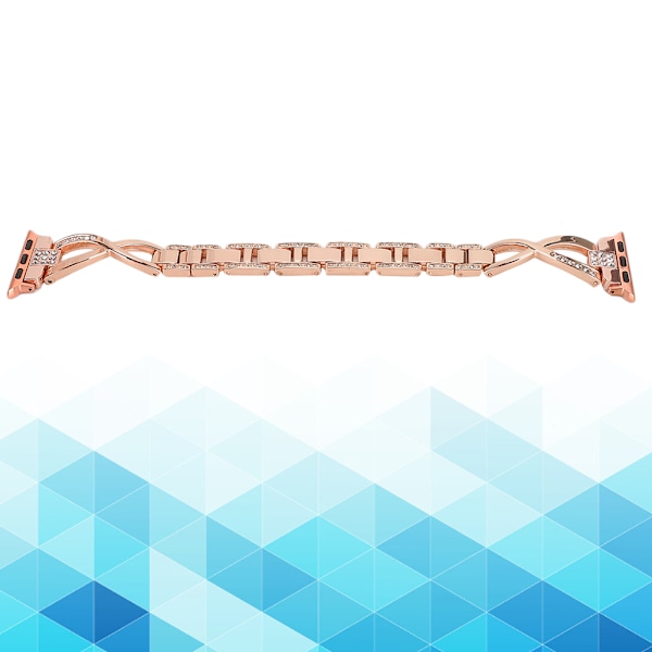 Korsformad metallgraverad diamantprydd ersättningsklockarmband för iWatch 1/2/3/4 roséguld