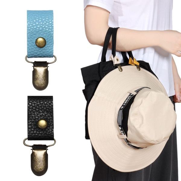 Pocket Hat Clip Cap Retainer Clips för resor Handväska Hattklämmor PU-läder hatthållare för utomhusresetillbehör