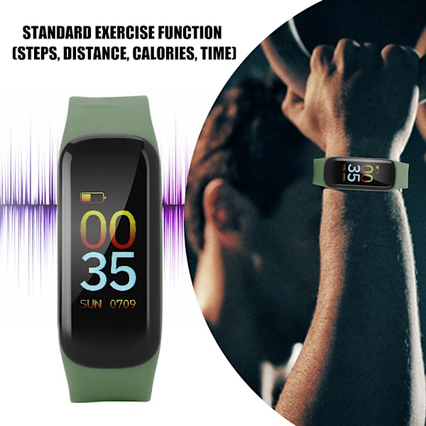 Färgskärm Hjärtfrekvens Blodtryck/Syre Monitor Bluetooth Smart Armband (Grön)