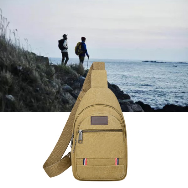 Sling Bag - Holdbar Canvas Sling Rygsæk Justerbar Rem Taske Stilful Rejse Skuldertaske til Mænd - One Size Khaki