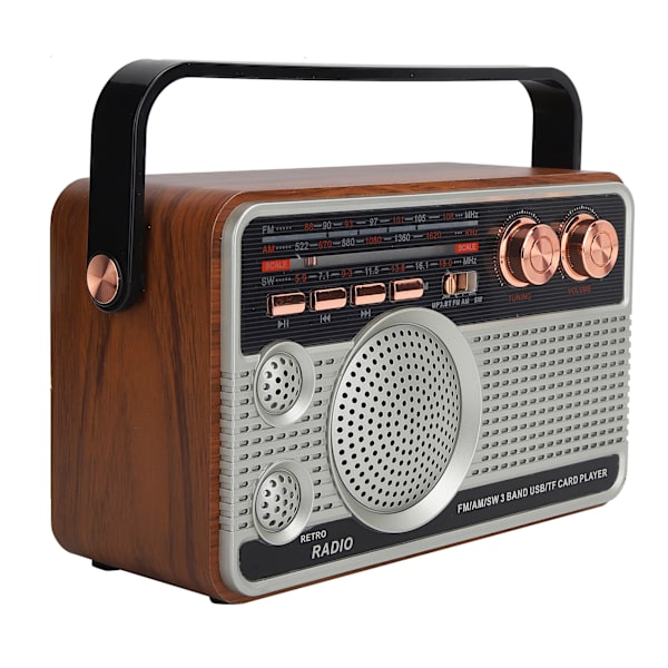 FM/AM/SW Radio Bärbar Bluetooth Uppladdningsbar USB-högtalare för U-skiva/minneskort