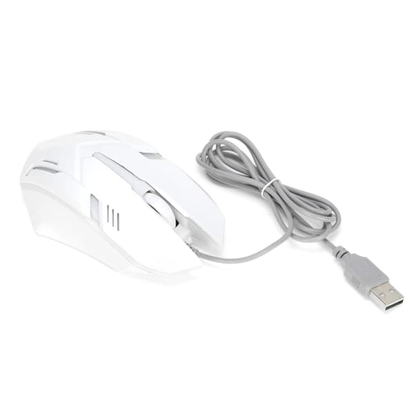 Kablet mus USB-port spillkontor forretningslysende optisk datamaskintilbehør hvit