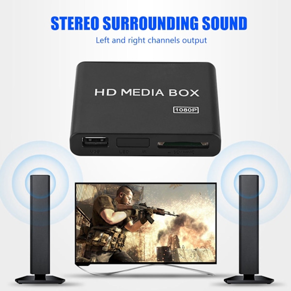 Stereo Surround Media Player Center 1080P AV/YPrPb/HDMI Output HDMI Media Player -