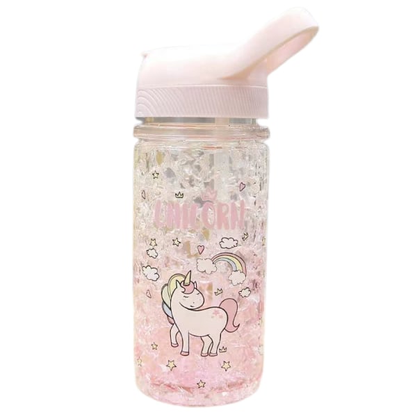 JUSTUP Enhörning Vattenflaskor för Flickor Mugg med Sugrör och Säkerhetslås Rosa Utomhus Inomhus Vattenflaska 400ML/13.5oz för Skolbarn Flickor Enhörning Lov
