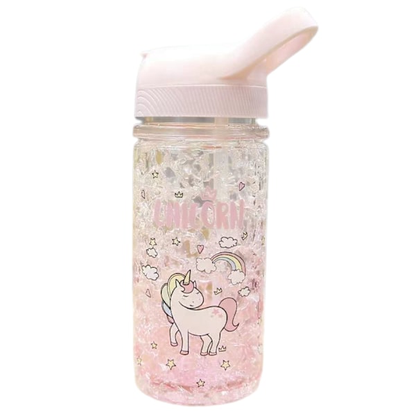 JUSTUP Unicorn Vannflasker for Jenter Kopp med Sugerør og Sikkerhetslås Rosa Utendørs Innendørs Vannflaske 400ML/13.5oz for Skolebarn Jente Unicorn Lov