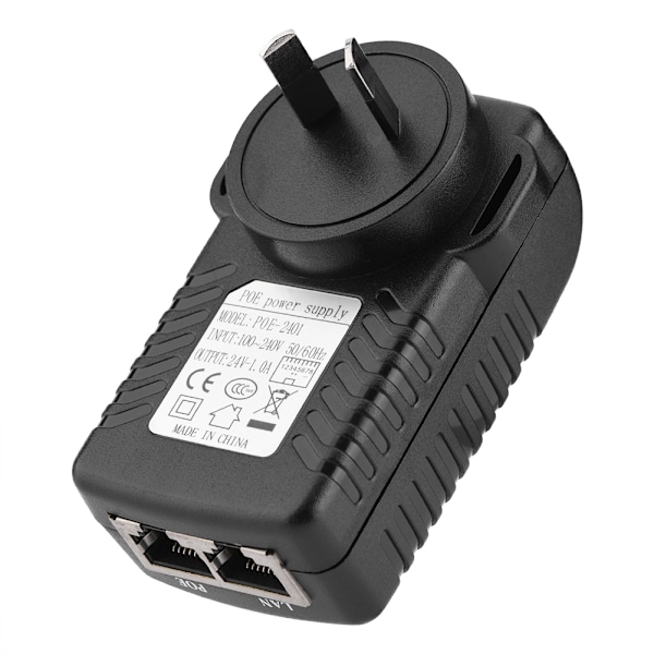 Veggkontakt POE-injektor Ethernet-adapter IP-telefon/kamera strømforsyning   24V 1A