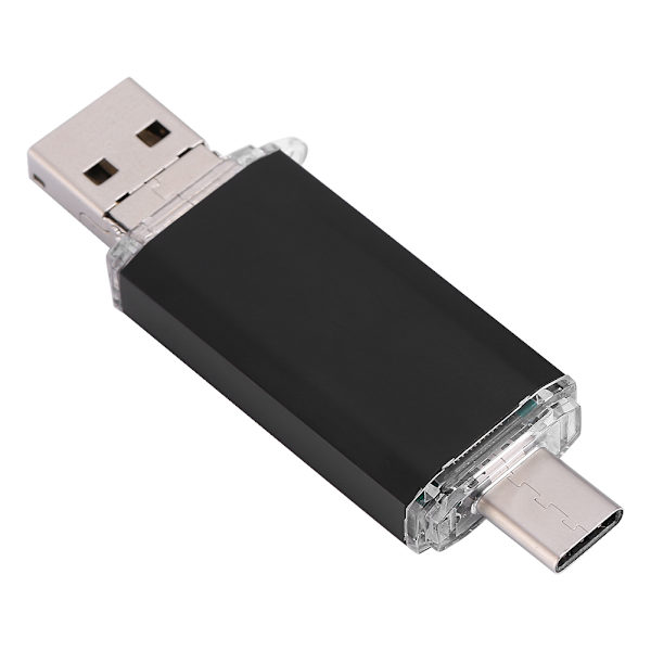 USB2.0 Typ C Micro USB Vattentät U-disk Flash-enhet För Telefon PC Svart 8GB