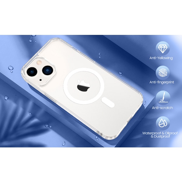 【3 i 1】Fodral för iPhone 14 Promax med inbyggd MagSafe med 1 st 9H skärmskydd i härdat glas och 1 st kameralinsskydd