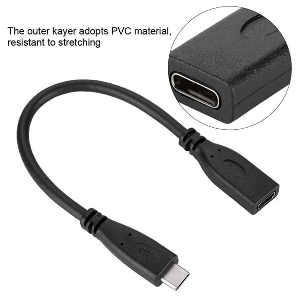 USB 3.1 Typ-C hane till hona laddningsdata synkroniseringsförlängningskabel 20CM
