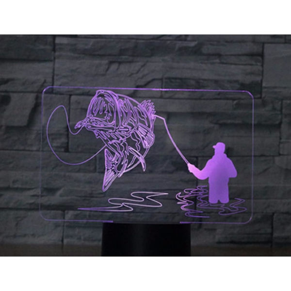 3D Go Fishing Fjärrkontroll 16 Färger Nattlampor Illusion Akryl LED Bord Sänglampa Barn Sovrum Skrivbordsdekoration Födelsedagspresenter Leksak för Barn